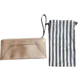 NWOT Large Henri Bendel Metallic Rose Gold Large Wristlet like new